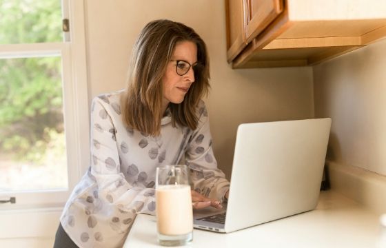 Woman studying on her laptop 